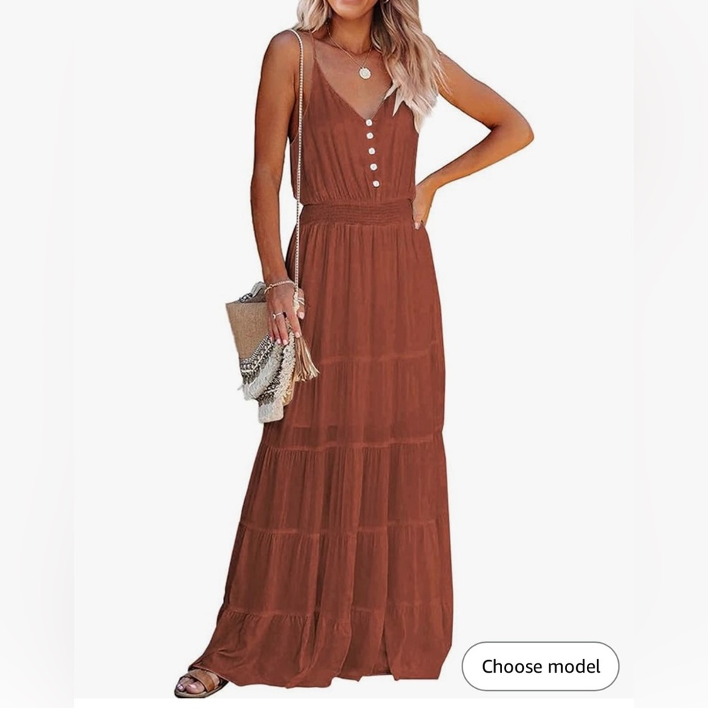 Womens Summer Spaghetti Strap Sleeveless High Waist Beach Long Maxi Sun Dress